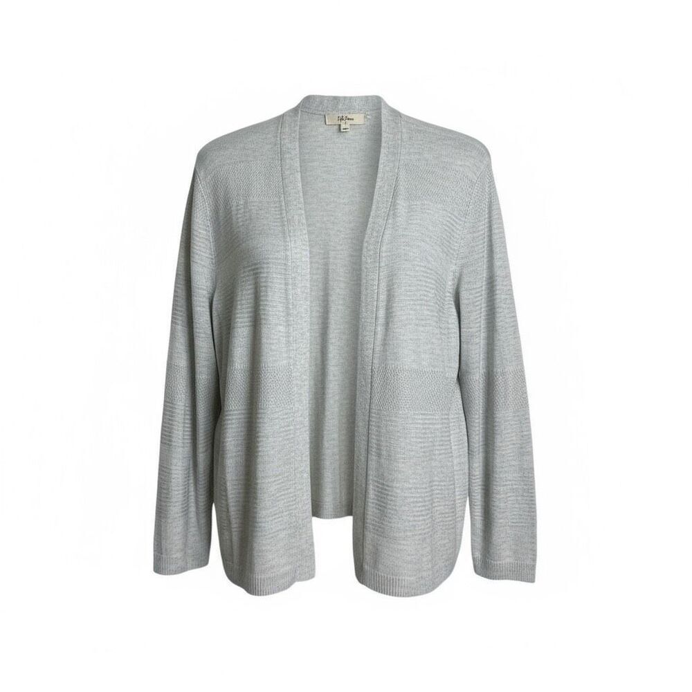 Peyton Primrose Open Front Knit Lightweight Cardigan Sweater Heather Gray Large